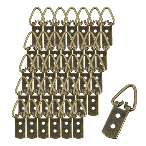 FarBoat Strapazierfähige D-Ring-Bilderaufhänger mit Schrauben, Eisen-Bilderrahmen, Doppellochverschluss, Bilderaufhängung für Uhren, Gemälde, Kunstwerke, 42 x 17,8 mm (L x B) von FarBoat