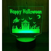 Halloween, Hexe, Friedhof, Dekoration, Led, Acryl, Nachtlicht, Geschenk Für Ihn, Sie, Kinder Geschenk von FarEtchedByTony