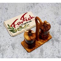Exklusives 3Er Set Salz-, Kräuter - & Pfeffermühle | Handgefertigt Aus Olivenholz Natürliche Gewürzmühlen Geschenk Für Kochliebhaber von FarFechShop