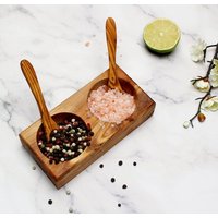 Offene Gewürzdose Olivenholz Mit 2 Salzlöffeln - Handgemacht | Gewürzbehälter Holz Salzdose Naturholz Küchenaccessoire von FarFechShop