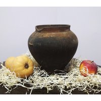 Antike Steinvase Keramik Jahrestag Geschenke Primitive Antiks Ton Vase Wabi Sabi Landhausdose Rustikale Wohnkultur Bauernhaus Küche von FarLandTitbits