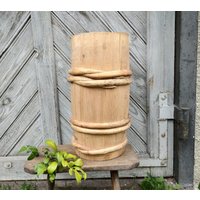 Primitive Antike Bodenvase Landhaus Schirmständer Holz Große Vase Rustikales Wohndekor Bauernhaus Schirmhalter Altes Cottage Dekor von FarLandTitbits