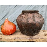 Primitive Antike Ton Vase Rustikale Topf Keramik Stein Wabi Sabi Landhaus Dekor Küche Bauernhaus Antik von FarLandTitbits