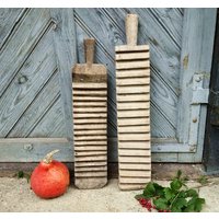 Primitive Antikes Mangelbrett Bauernhaus Holzwerkzeug Waschbrett Landhaus Bügelbrett Rustikales Badezimmer Set von FarLandTitbits