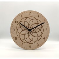 Holz Wanduhr Blume Des Lebens Geometrie Gravur Uhr Lautlos Wohnzimmeruhr Holz Wanduhr Blume Des Lebens Geometrie Gravur Uhr Lautlos Wohnzimmeruhr von Faramosa