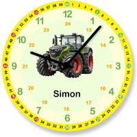 Kinderzimmer Uhr Traktor Lernuhr Jungen Wanduhr Personalisiert von Faramosa