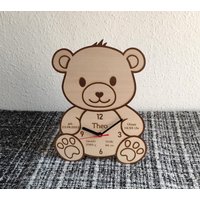 Wanduhr Teddybär Aus Holz Geburtsdatum Bär Babygeschenk Geschenk Zur Geburt von Faramosa