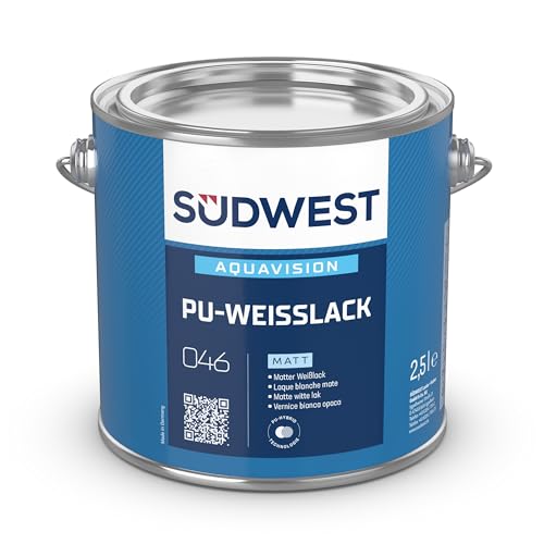 Südwest Aqua PU-Weißlack matt 750 ml - hochwertiger Malerlack für den Innenbereich mit Spielzeugnorm EN 71-3 von Farben Figo's