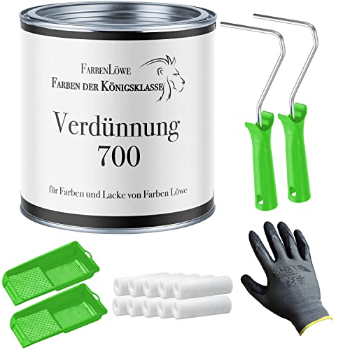 Farben Löwe Entfetter Alkydharzverdünnung 700 - Spezialverdünnung extra für Farben und Lacke von Farben Löwe (1 L mit Lackierset) von Farben Löwe