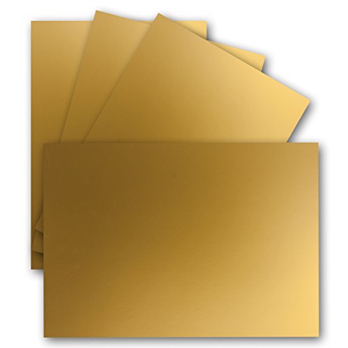 25 Einzel-Karten DIN A6-10,5 x 14,8 cm - 240 g/m² - Gold Metallic - Tonkarton - Bastelpapier - Bastelkarton- Bastel-karten - blanko Postkarten von FarbenFroh by GUSTAV NEUSER