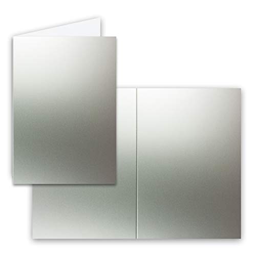 25x Falt-Karten DIN A6 in Silber Metallic - Blanko - Doppel-Karten - 250 g/m² von FarbenFroh by GUSTAV NEUSER