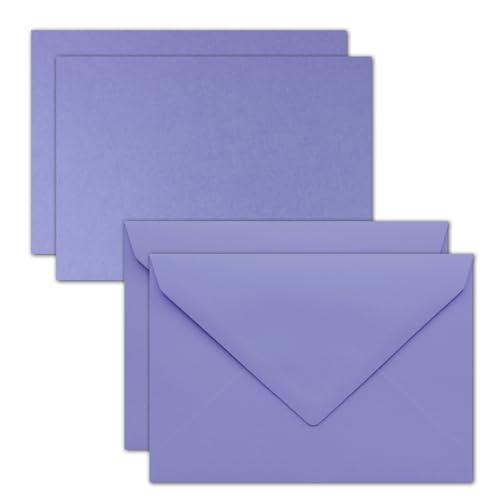 25x Karte mit Umschlag Set aus Einzel-Karten DIN A7-10,5 x 7,3 cm - Violett mit Brief-Umschlägen C7 - Nassklebung von FarbenFroh by GUSTAV NEUSER