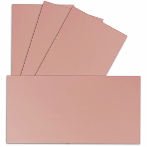 50 Einzel-Karten DIN Lang - 9,9 x 21 cm - 240 g/m² - Altrosa - Bastelpapier - Tonkarton - Ideal zum bedrucken für Grußkarten und Einladungen von FarbenFroh by GUSTAV NEUSER