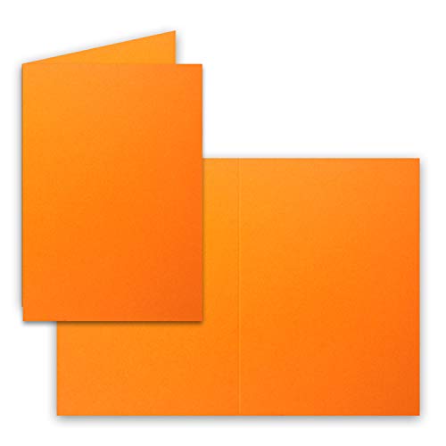 50x Falt-Karten DIN A6 in Orange - Blanko - Doppel-Karten - 220 g/m² von FarbenFroh by GUSTAV NEUSER