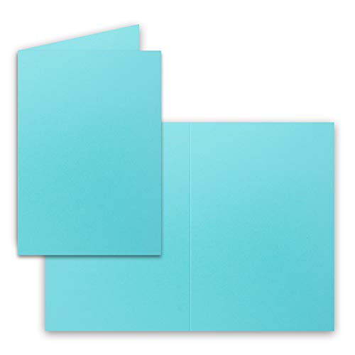 50x Falt-Karten DIN A6 in Türkis - Blanko - Doppel-Karten - 240 g/m² von FarbenFroh by GUSTAV NEUSER