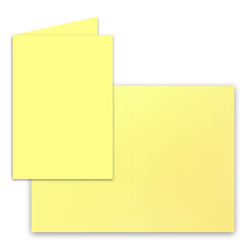 50x Falt-Karten DIN A6 in Zitronengelb - Blanko - Doppel-Karten - 240 g/m² von FarbenFroh by GUSTAV NEUSER