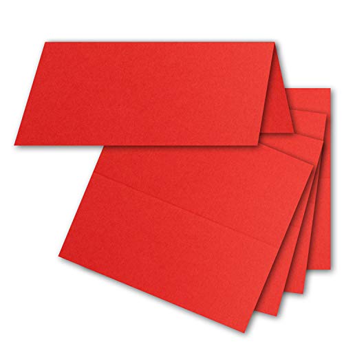 FarbenFroh by GUSTAV NEUSER 75x Tischkarten in Rot - 4,5 x 10 cm - blanko - Doppel-Karten - als Platzkarten und Namenskarten für Hochzeit und Feste von FarbenFroh by GUSTAV NEUSER
