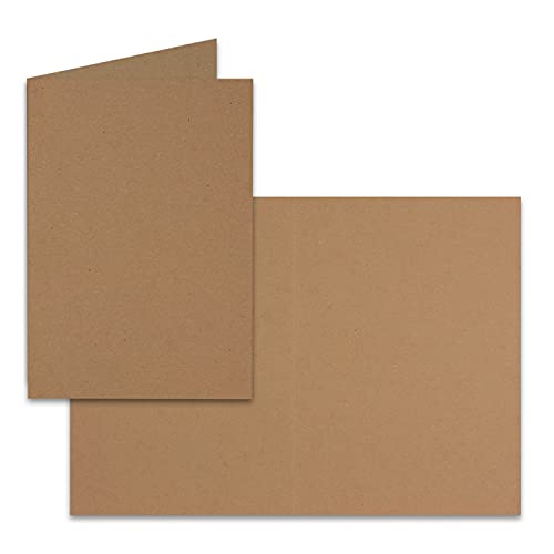 DIN A5 Faltkarten - Sandbraun (Kraftpapier) - 75 Stück - Einladungskarten - Menükarten - Doppelkarten - Blanko - 14,8 x 21 cm - FarbenFroh by Gustav Neuser von FarbenFroh by GUSTAV NEUSER