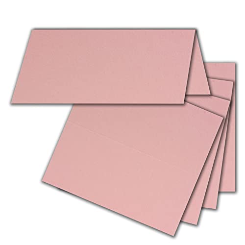 FarbenFroh by GUSTAV NEUSER 100x Tischkarten in Altrosa (Rosa) - 4,5 x 10 cm - blanko - Doppel-Karten - als Platzkarten und Namenskarten für Hochzeit und Feste von FarbenFroh by GUSTAV NEUSER