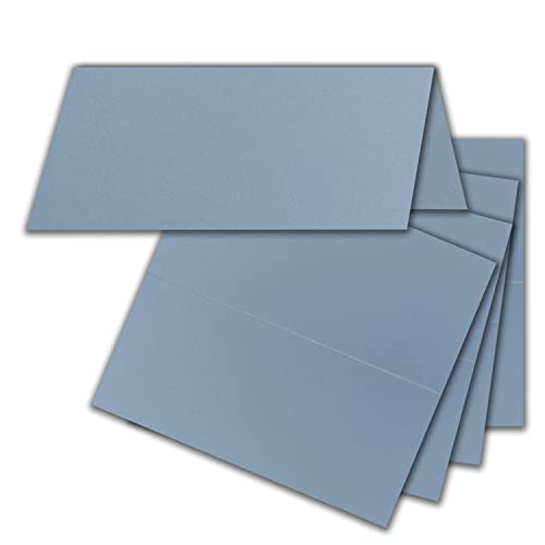 FarbenFroh by GUSTAV NEUSER 100x Tischkarten in Graublau (Blau) - 4,5 x 10 cm - blanko - Doppel-Karten - als Platzkarten und Namenskarten für Hochzeit und Feste von FarbenFroh by GUSTAV NEUSER