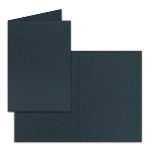 FarbenFroh by GUSTAV NEUSER 50x Falt-Karten DIN A6 in Schwarzblau - 10,5 x 14,8 cm - Blanko - Doppel-Karten - 225 g/m² von FarbenFroh by GUSTAV NEUSER