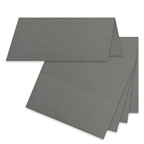 FarbenFroh by GUSTAV NEUSER 50x Tischkarten in - Anthrazit Irisiere - 4,5 x 10 cm - 240 g/m² - blanko Doppel-Karten mit stabilem Stand - ideal als Platzkärtchen und Namenskärtchen von FarbenFroh by GUSTAV NEUSER
