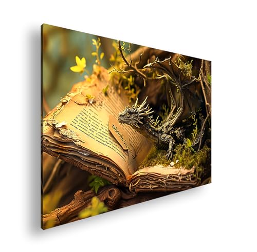 Farbenhorizont Leinwandbild Ein Drache erwacht zwischen Seiten uralter Märchen Format: 100x70cm XXL Wandbild auf Keilrahmen/Kunstdruck/Bild Wohnzimmer Dekoration Farbenhorizont Leinwandbild Ein Drache erwacht zwischen Seiten uralter Märchen Format: 100x70cm XXL Wandbild auf Keilrahmen/Kunstdruck/Bild Wohnzimmer Dekoration von Farbenhorizont