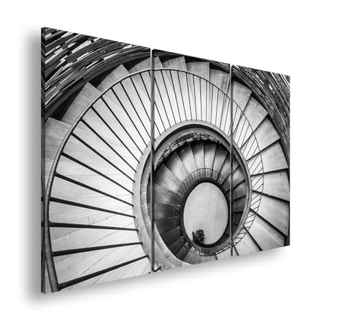 Farbenhorizont Leinwandbild Spirale aus Licht und Schatten – Stille in Bewegung Format: 120x80cm (3Teilig) XXL Wandbild auf Keilrahmen/Kunstdruck/Bild Wohnzimmer Dekoration von Farbenhorizont