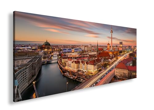 Leinwandbild Berlin erwacht – pulsierende Skyline im Licht der Dämmerung Panorama 120x60cm XXL Wandbild auf Keilrahmen/Kunstdruck/Bild Wohnzimmer Dekoration Leinwandbild Berlin erwacht – pulsierende Skyline im Licht der Dämmerung Panorama 120x60cm XXL Wandbild auf Keilrahmen/Kunstdruck/Bild Wohnzimmer Dekoration von Farbenhorizont