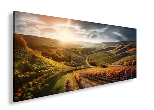 Leinwandbild Sonnenlicht tanzt über goldene Weinberge und sanfte Hügel Panorama 120x60cm XXL Wandbild auf Keilrahmen/Kunstdruck/Bild Wohnzimmer Dekoration Leinwandbild Sonnenlicht tanzt über goldene Weinberge und sanfte Hügel Panorama 120x60cm XXL Wandbild auf Keilrahmen/Kunstdruck/Bild Wohnzimmer Dekoration von Farbenhorizont