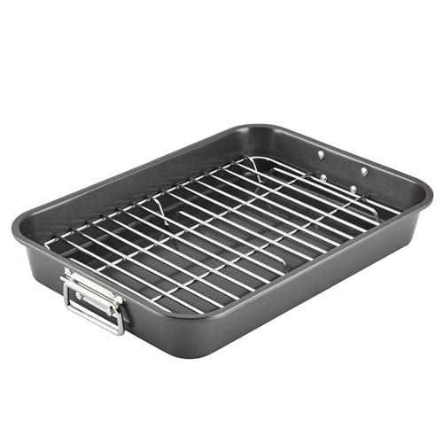 Farberware Aluminiumguss Bakeware 27,9 cm x 15 Zoll Bräter mit Flach Rack, grau von Farberware