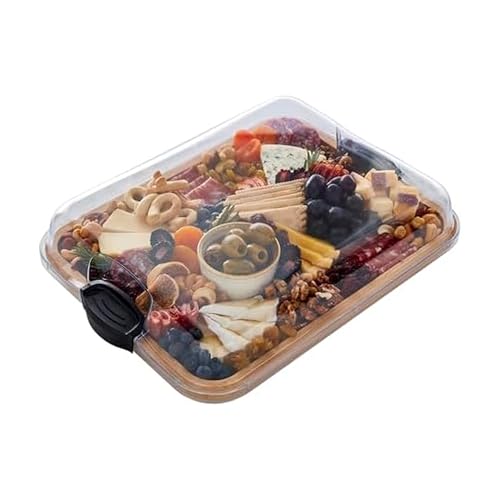 Farberware Build-A-Board Bambus-Schneidebrett mit transparentem Verschlussdeckel und schwarzen Griffen, perfekt für Charcuterie, Snacks und mehr – machen Sie es. Nehmen Sie es und genießen Sie es, von Farberware