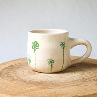 Tasse Geblümt Handgetöpferte Keramik von FarbigesAusKeramik