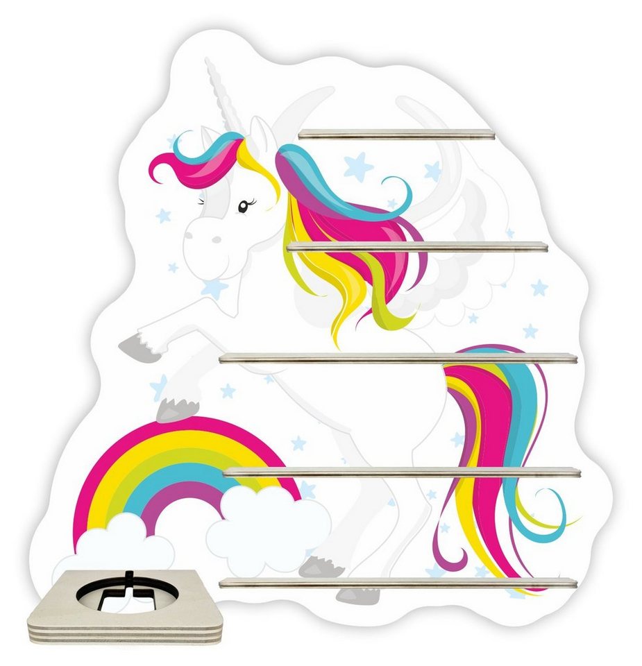 Farbklecks Collection ® Wandregal Regal für Musikbox - Einhorn mit Regenbogen von Farbklecks Collection ®