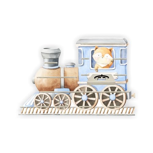 Farbklecks-Collection Musikboxregal Lokomotive mit Fuchs - passend für Toniebox - Regal mit Platz für Box sowie 45-50 Figuren von Farbklecks-Collection