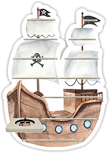 Farbklecks-Collection Musikboxregal Piratenboot - passend für Toniebox - Regal mit Platz für Box sowie 45-50 Figuren von Farbklecks-Collection