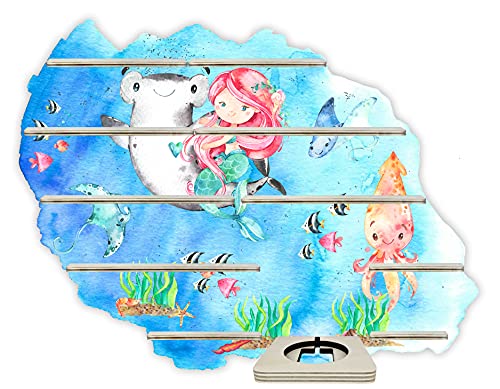 Farbklecks-Collection Musikboxregal Unterwasserwelt Meerjungfrau - passend für Toniebox - Regal mit Platz für Box sowie 45-50 Figuren von Farbklecks-Collection
