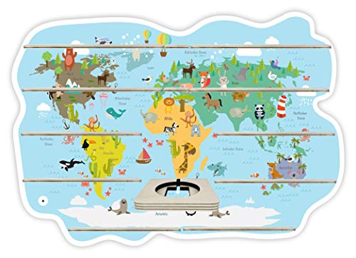 Farbklecks-Collection Musikboxregal Weltkarte Kinder - passend für Toniebox - Regal mit Platz für Box sowie 65-70 Figuren von Farbklecks-Collection