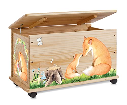 Farbklecks-Collection Spielzeugkiste Fuchs - Spielzeugkiste Holzkiste Kinderzimmer Deko personalisierbar von Farbklecks-Collection