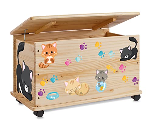 Spielzeugkiste Katzen - Spielzeugkiste Holzkiste Kinderzimmer Deko personalisierbar von Farbklecks Collection