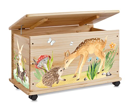 Farbklecks Collection Spielzeugkiste Waldbewohner - Spielzeugkiste Holzkiste Kinderzimmer Deko personalisierbar von Farbklecks Collection