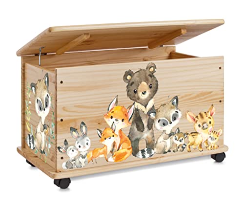 Farbklecks Collection Spielzeugkiste Waldgang - Spielzeugkiste Holzkiste Kinderzimmer Deko personalisierbar von Farbklecks Collection