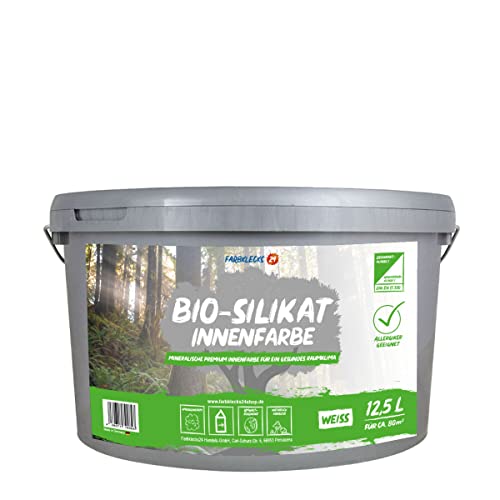 Farbklecks24 Bio-Silikat Innenfarbe 12,5L weiss, Wandfarbe, Silikatfarbe innen, für Allergiker empfohlen von Farbklecks24