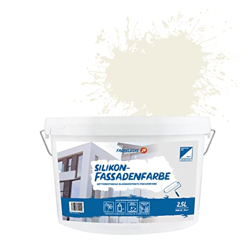 Farbklecks24 Silikon-Fassadenfarbe Color (versch. Größen/Farben) hohe Deckkraft, Wetterschutz, schmutzabweisend, (2,5L, Beige 1-0) von Farbklecks24