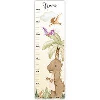 Kinder Messlatte Dino 70-140 cm Personalisierbar Mit Namen, Messleiste, Kinderzimmer, Holzmesslatte von FarbklecksCollection