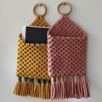 Makramee Wand Organizer, Briefhalter Wand, Utensilo Zum Aufhängen, Boho Wandtasche Van, Geschenk Geburtstag Camper Mittelgroß von FarblinienMakramee