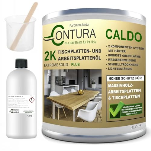 Contura 750ml. im Set Hartwachsöl 2K Arbeitsplattenöl Härter Holzöl Tische Theken Öl kratzfest Hartöl (Farblos - Naturholz) von Farbmanufaktur CONTURA Nur das Beste für Ihr Holz