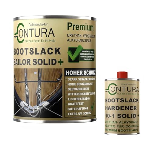 Contura 2K Bootslack + Härter Yacht Lack GFK Glänzend Thekenlack Holzlack Boot Klarlack (Transparent, 1,1 Liter (1Liter + 100ml.)) von Farbmanufaktur CONTURA Nur das Beste für ihr Holz