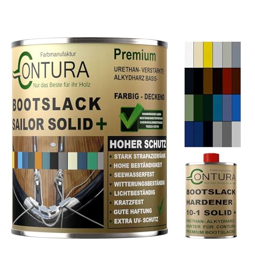 Contura 2K Bootslack RAL Farbe Yachtlack Holzlack GFK Metall Boot Schiffslack Glänzend Buntlack Sailor Solid (Rot RAL 3000 Analog, 550ml. (500ml.+50ml. Härter)) von Farbmanufaktur CONTURA Nur das Beste für ihr Holz