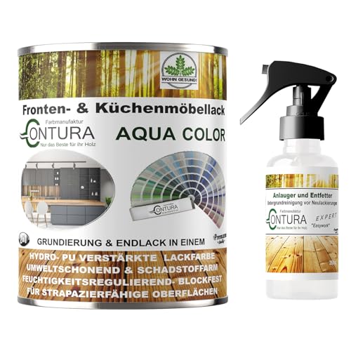 Contura 750ml. Küchenmöbellack nach RAL Möbellack SET mit Anlauger Möbelfarbe Holzlack Buntlack Küchenlack (RAL 1015 Hellelfenbein) von Farbmanufaktur CONTURA Nur das Beste für ihr Holz